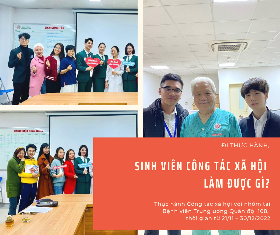Sinh viên Công tác xã hội Trường Đại học Y tế công cộng thực tập tại Bệnh viện 108